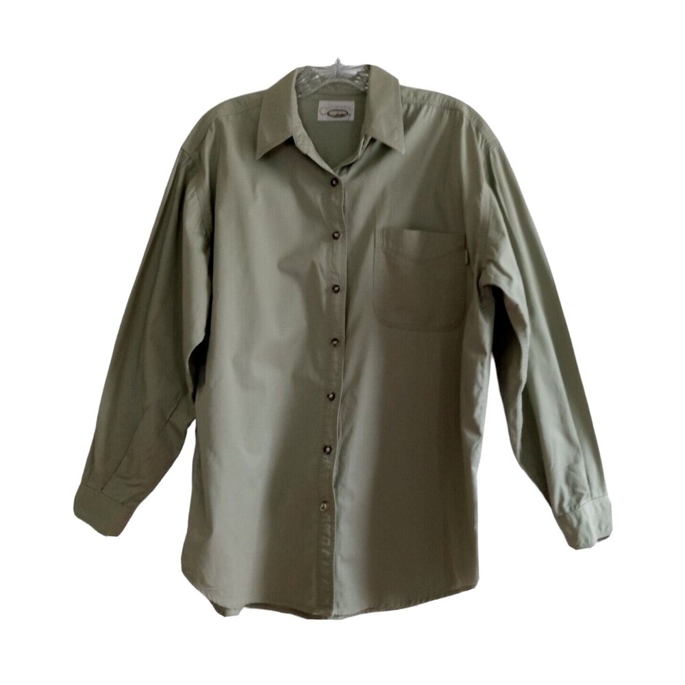 Chinowear Bugle Boy For Her Shirt  Women's Medium Green Button Down VTG